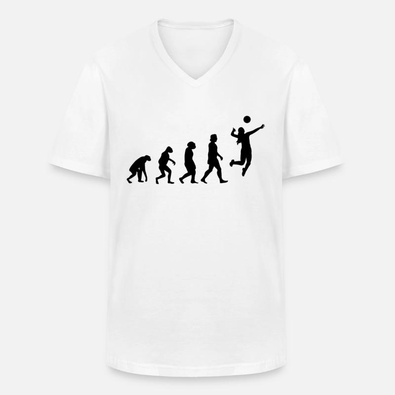 Volleyball Evolution Volleyballspieler - Männer-T-Shirt mit V-Ausschnitt - Weiß