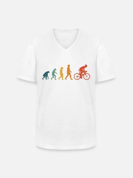Vélo Evolution Rétro Cyclisme Cyclisme - T-shirt col V Homme - blanc