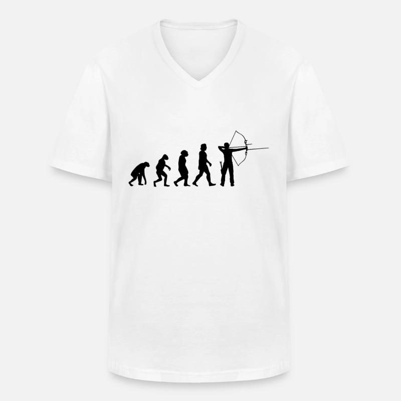Bogenschütze Evolution Bogenschießen Pfeil Bogen - Männer-T-Shirt mit V-Ausschnitt - Weiß