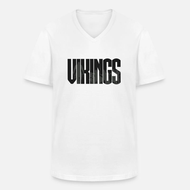 VIKINGS Logo - Männer-T-Shirt mit V-Ausschnitt - Weiß