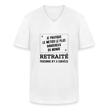 RETRAITÉ HUMOUR RETRAITE - T-shirt col V Homme - blanc - Devant - AI Model Male 185 light (185cm)