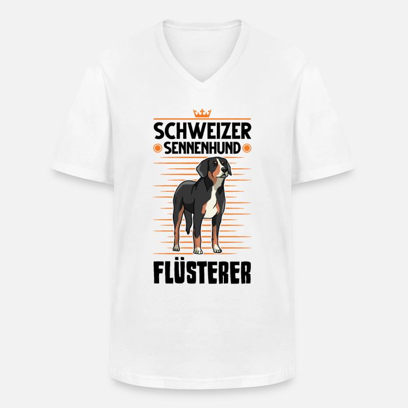 Schweizer Sennenhund Flüsterer - Männer-T-Shirt mit V-Ausschnitt - Weiß