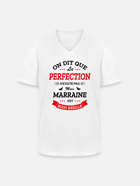 MARRAINE PARFAITE - T-shirt col V Homme - blanc