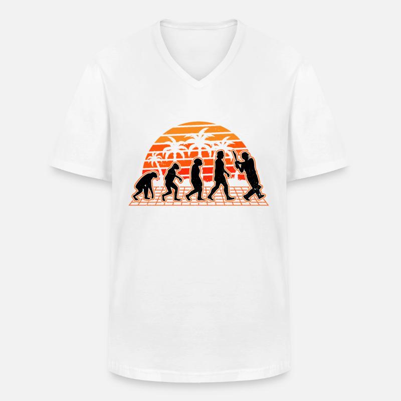 Cricket Evolution Sunset Cricketer - Men's V-Neck T-Shirt - white