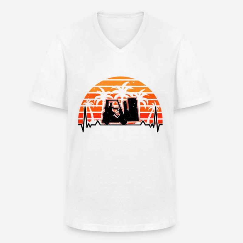 Staplerfahrer Evolution Gabelstapler Lagerist - Männer-T-Shirt mit V-Ausschnitt - Weiß
