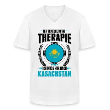 Kasachstan Urlaub Therapie Kasache Astana Reise - Männer-T-Shirt mit V-Ausschnitt - Weiß - Vorne - AI Model Male 185 light (185cm)