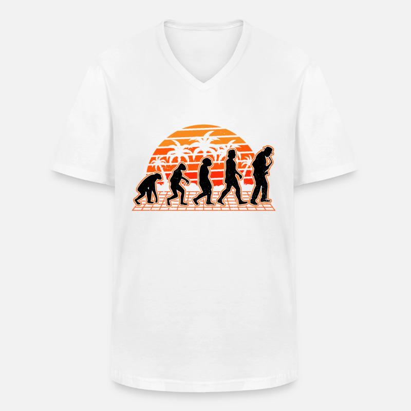 Saxophone Evolution Sunset Saxophonist - Men's V-Neck T-Shirt - white