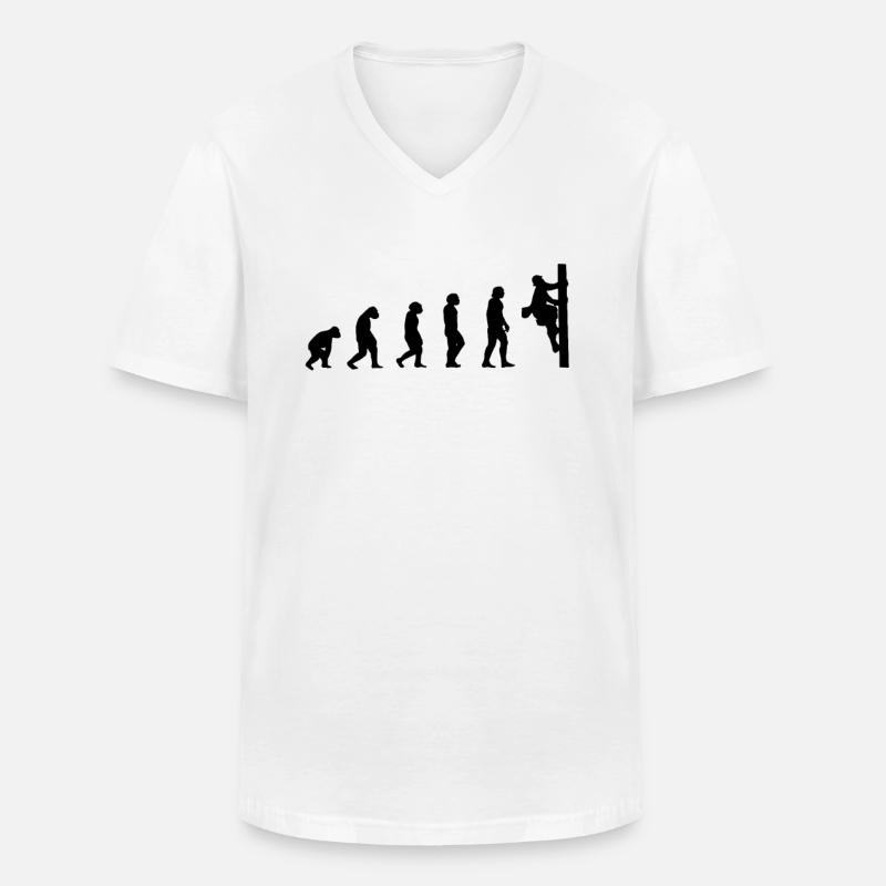 Netzelektriker Evolution Geschenk Elektriker - Männer-T-Shirt mit V-Ausschnitt - Weiß
