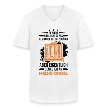 Orgel Spruch Pfeifenorgel Organist - Männer-T-Shirt mit V-Ausschnitt - Weiß - Vorne - AI Model Male 185 light (185cm)