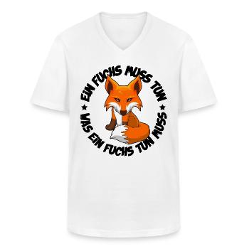 Ein Fuchs muss tun was ein Fuchs tun muss - Männer-T-Shirt mit V-Ausschnitt - Weiß - Vorne - AI Model Male 185 light (185cm)