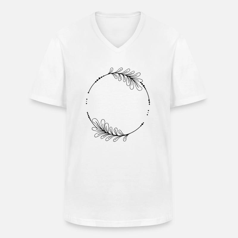 Schwarzer Kreis Rahmen mit Blättern - Männer-T-Shirt mit V-Ausschnitt - Weiß