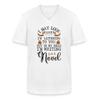 Writing Novel Writer & Published - Men's V-Neck T-Shirt - white - Front - AI Model Male 185 light (185cm)