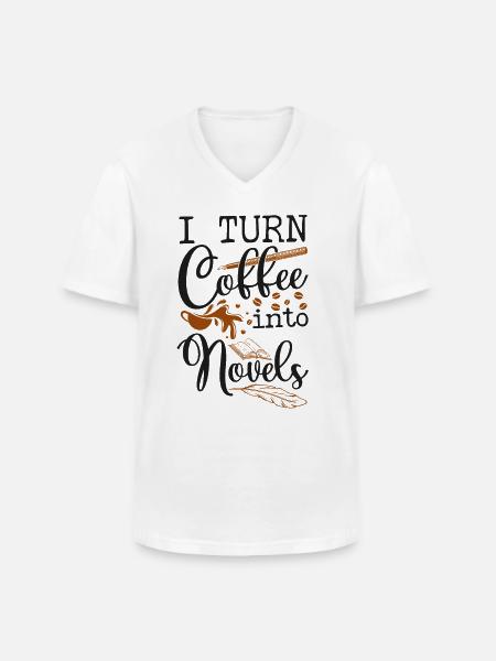 Writing Coffee Novel Writer & - Männer-T-Shirt mit V-Ausschnitt - Weiß