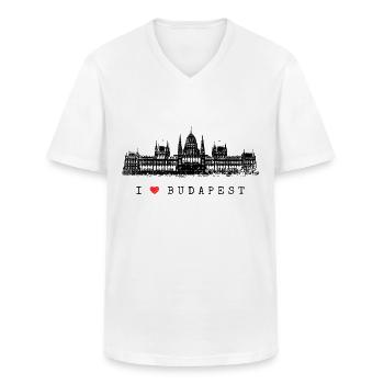 Budapest Parlament Ungarn Skyline I Love Budapest - Männer-T-Shirt mit V-Ausschnitt - Weiß - Vorne - AI Model Male 185 light (185cm)