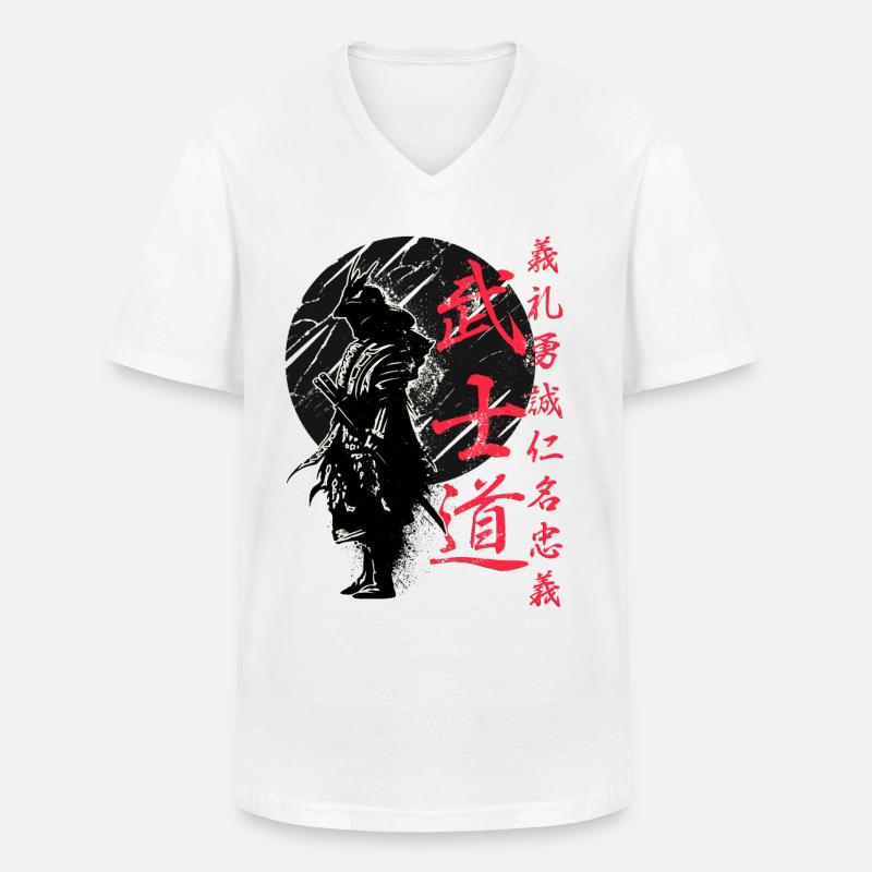Bushido-Code Samurai Japanischer Krieger Kanji - Männer-T-Shirt mit V-Ausschnitt - Weiß