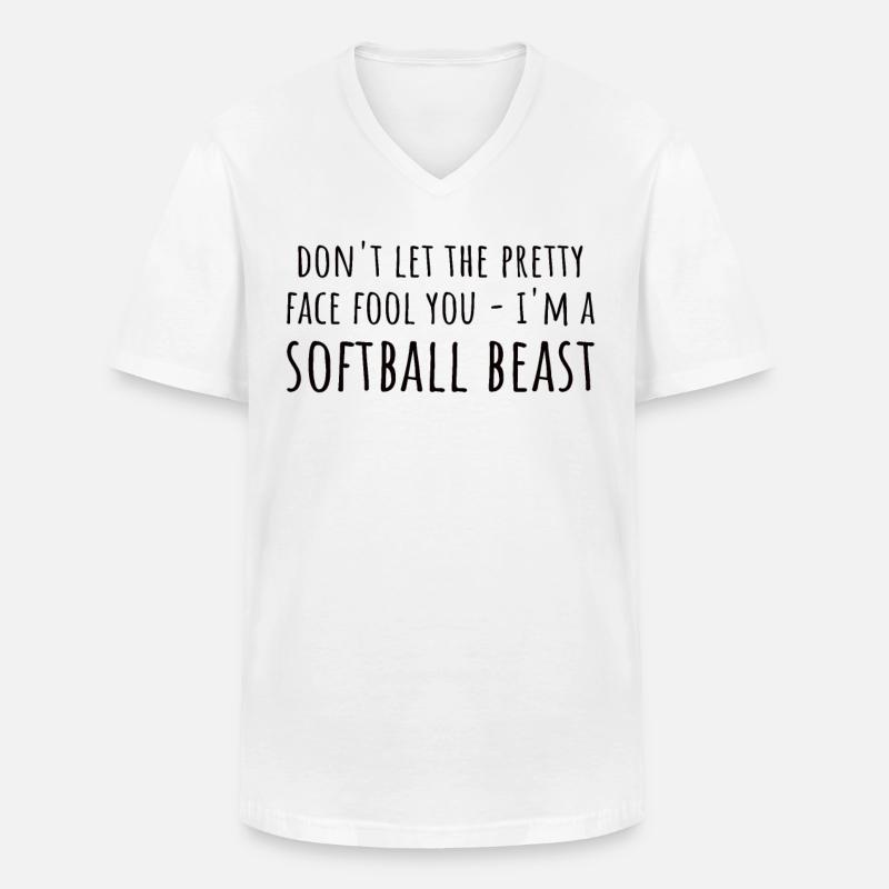 Softball Spruch Mädchen - Männer-T-Shirt mit V-Ausschnitt - Weiß