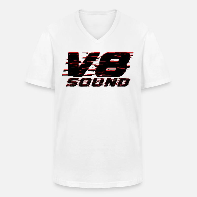 V8 - Männer-T-Shirt mit V-Ausschnitt - Weiß