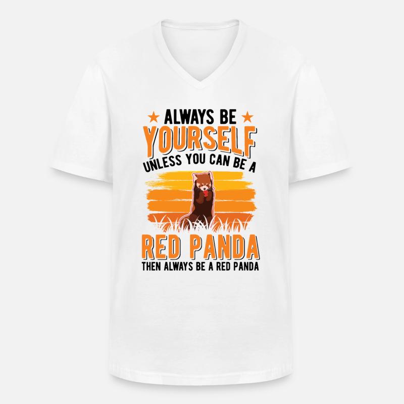 Roter Panda Geschenk Red Panda - Männer-T-Shirt mit V-Ausschnitt - Weiß