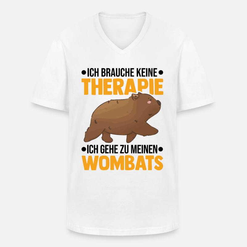Wombat Therapie - Männer-T-Shirt mit V-Ausschnitt - Weiß