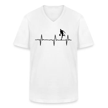 Basketball Heartbeat Basketball-Spieler - Männer-T-Shirt mit V-Ausschnitt - Weiß - Vorne - AI Model Male 185 light (185cm)