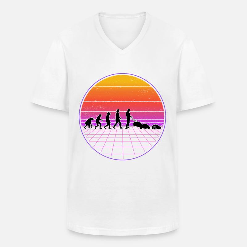 Mähroboter Evolution Retro Rasenroboter - Männer-T-Shirt mit V-Ausschnitt - Weiß