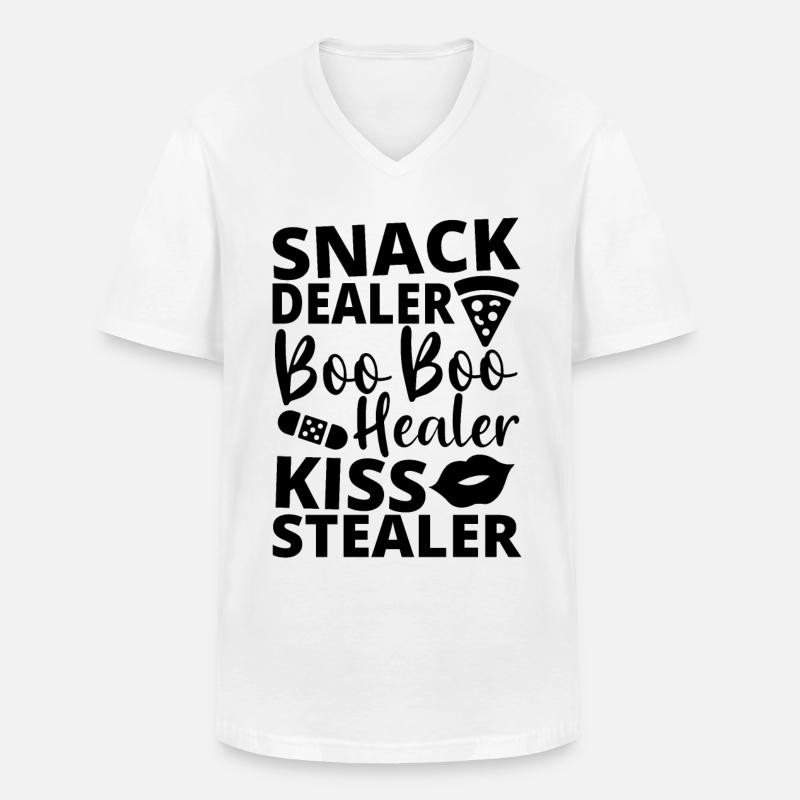 Mama Mutter Küsse Dieb - Männer-T-Shirt mit V-Ausschnitt - Weiß