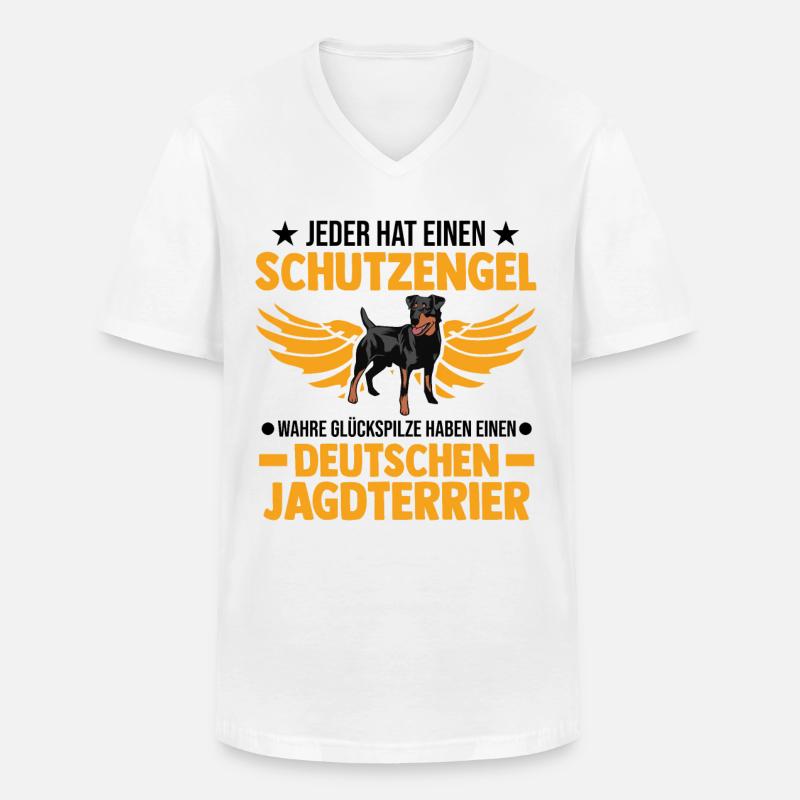 Deutscher Jagdterrier Schutzengel - Männer-T-Shirt mit V-Ausschnitt - Weiß