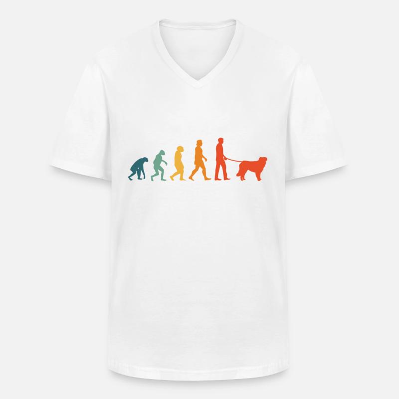 Kuvasz Evolution Retro - Männer-T-Shirt mit V-Ausschnitt - Weiß