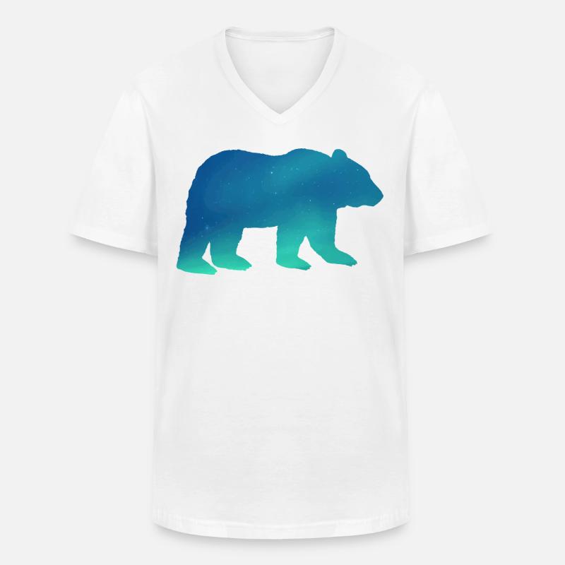 Bär Silhouette - Männer-T-Shirt mit V-Ausschnitt - Weiß