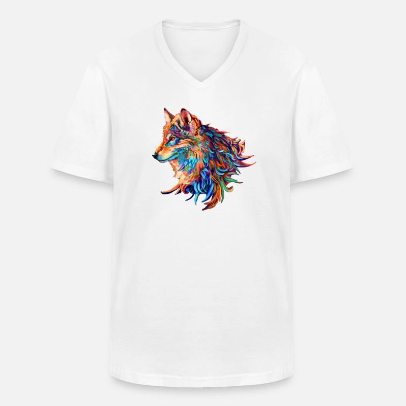 Wolf - Männer-T-Shirt mit V-Ausschnitt - Weiß