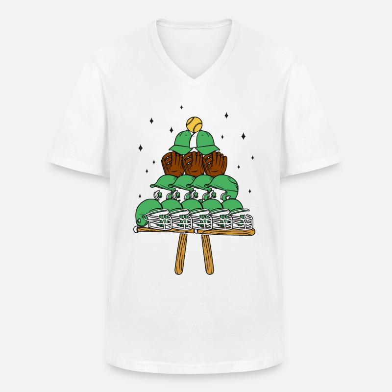 Baseball Fan Christmas Tree - Männer-T-Shirt mit V-Ausschnitt - Weiß