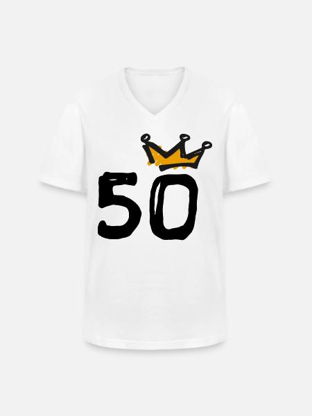 50e anniversaire Krone - T-shirt col V Homme - blanc