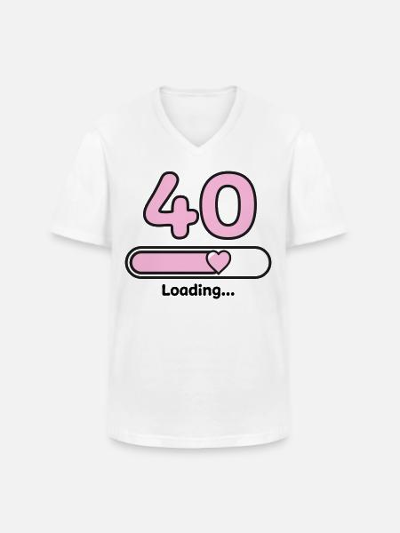 40 ans - T-shirt col V Homme - blanc
