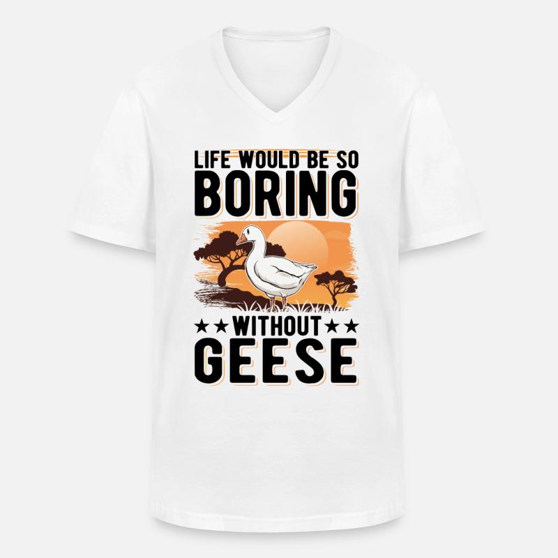 Gänse Geschenk Gänsezüchter Gans - Männer-T-Shirt mit V-Ausschnitt - Weiß