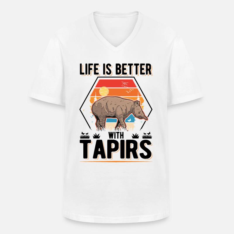 Life is better with Tapirs - Männer-T-Shirt mit V-Ausschnitt - Weiß