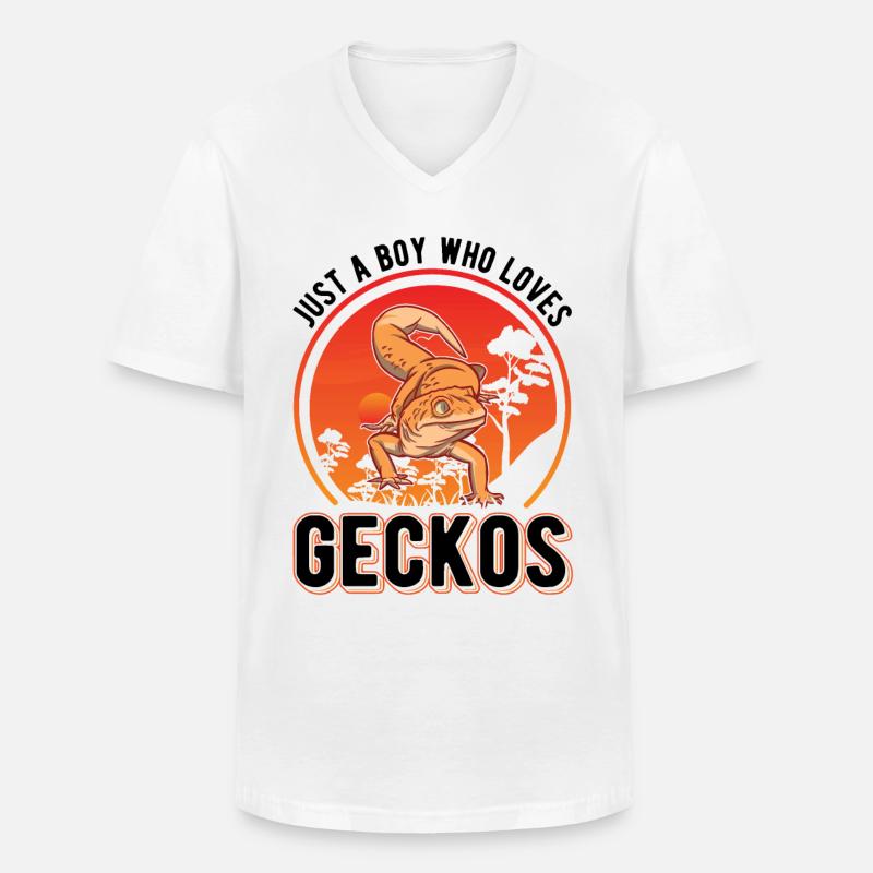 Gecko Junge Leopardengecko - Männer-T-Shirt mit V-Ausschnitt - Weiß