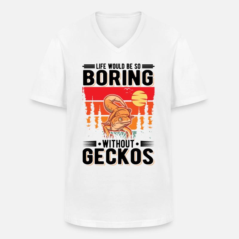 Gecko Geschenk Leopardengecko - Männer-T-Shirt mit V-Ausschnitt - Weiß