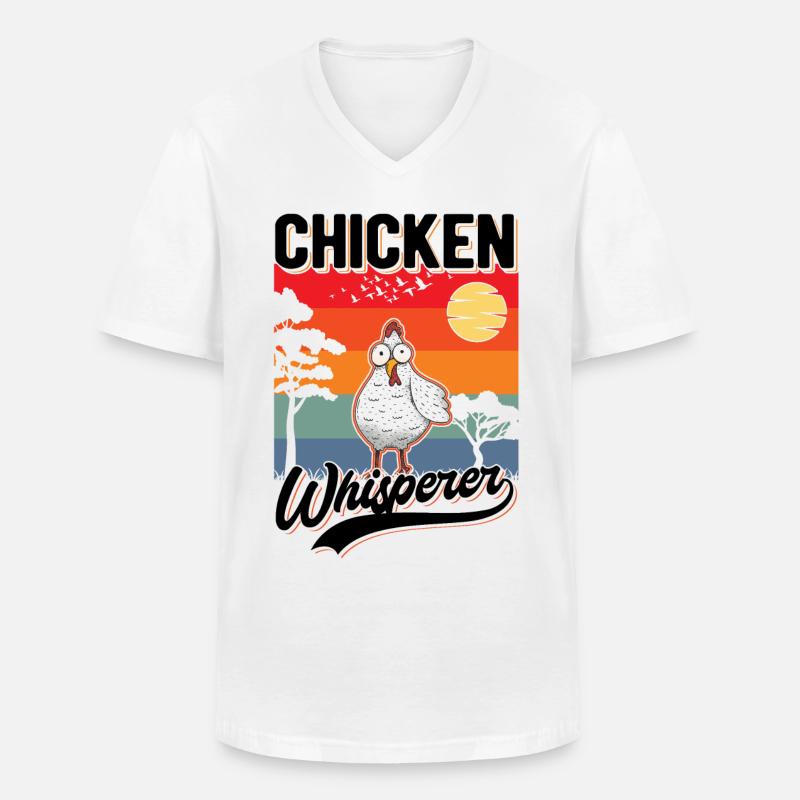 Hühnerflüsterer Hühner Landwirt - Männer-T-Shirt mit V-Ausschnitt - Weiß