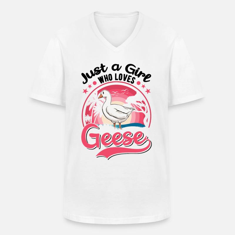 Gänse Mädchen Gänsezüchter Gans - Männer-T-Shirt mit V-Ausschnitt - Weiß