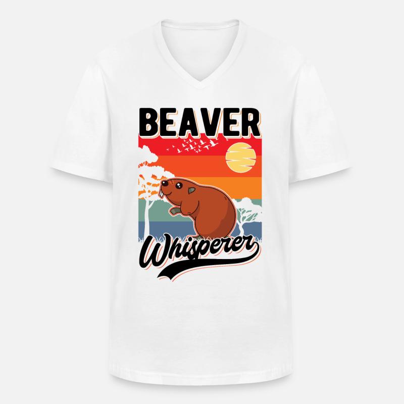 Biber Flüsterer Beaver Whisperer - Männer-T-Shirt mit V-Ausschnitt - Weiß