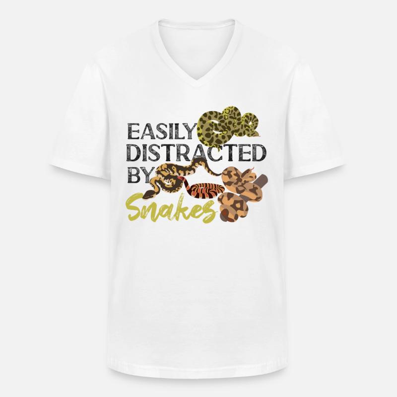 Snake Serpent Easily Distracted By - Männer-T-Shirt mit V-Ausschnitt - Weiß