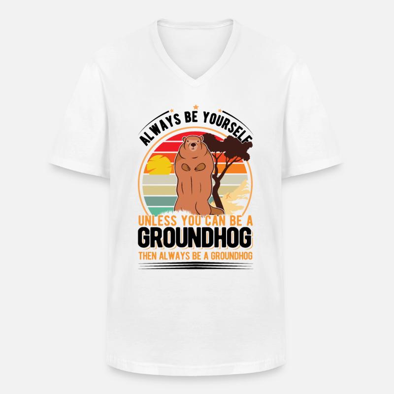 Murmeltier Geschenk Waldmurmeltier - Männer-T-Shirt mit V-Ausschnitt - Weiß