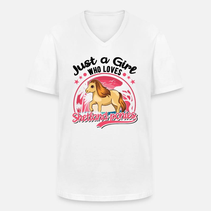 Shetlandpony Mädchen Shetland-Pony Shetty - Männer-T-Shirt mit V-Ausschnitt - Weiß