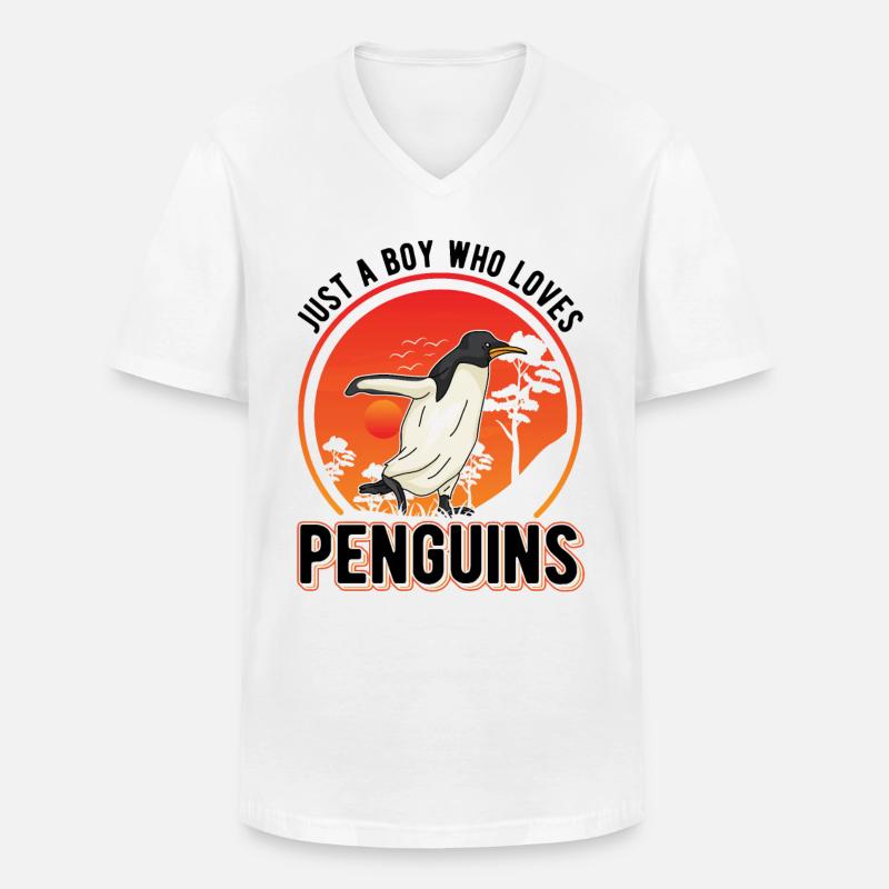 Pinguin Junge Penguin - Männer-T-Shirt mit V-Ausschnitt - Weiß