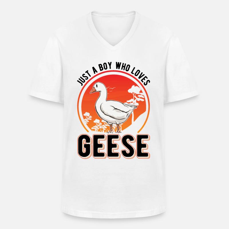 Gänse Junge Gänsezüchter Gans - Männer-T-Shirt mit V-Ausschnitt - Weiß