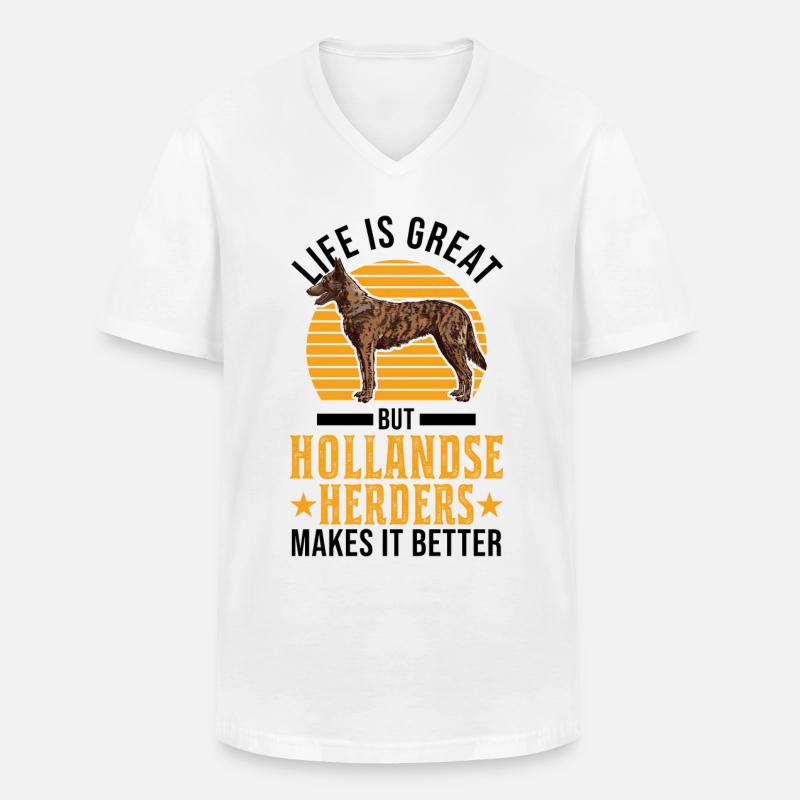 Hollandse Herder Holländischer Schäferhund - Männer-T-Shirt mit V-Ausschnitt - Weiß