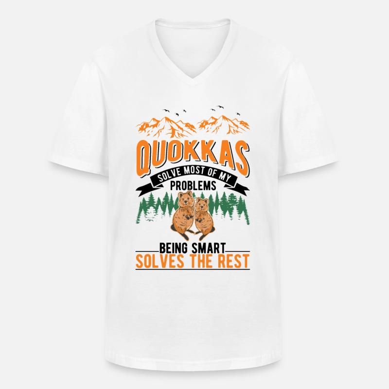 Quokka Geschenk Kurzschwanzkänguru - Männer-T-Shirt mit V-Ausschnitt - Weiß