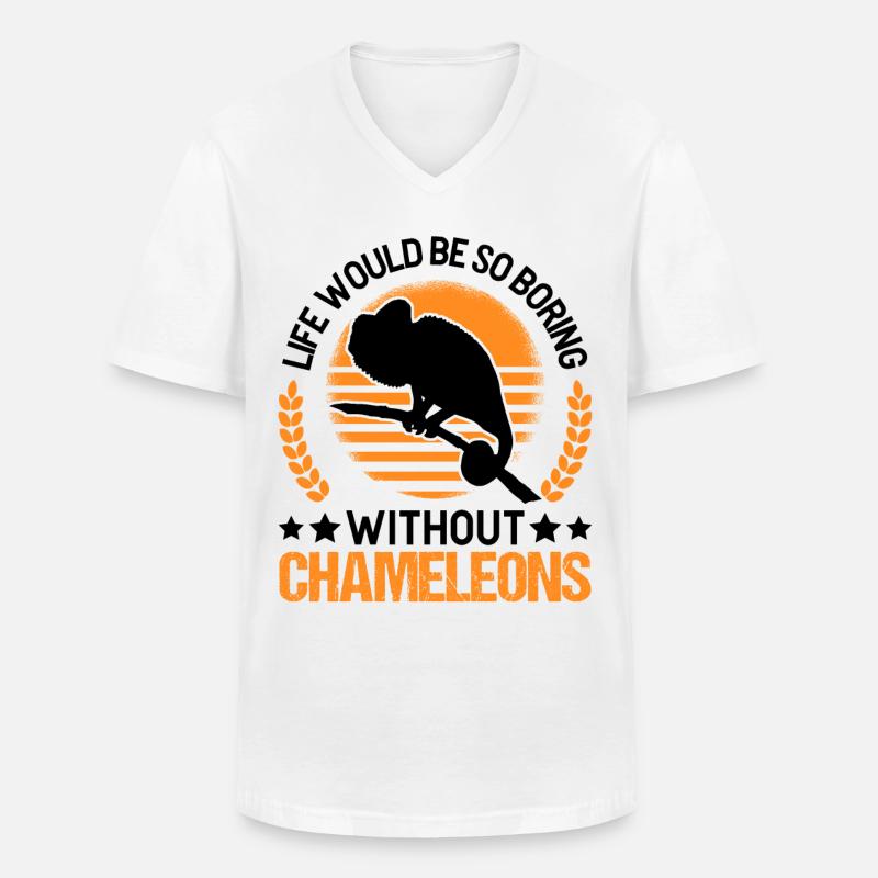 Chamäleon Geschenk Chameleon - Männer-T-Shirt mit V-Ausschnitt - Weiß