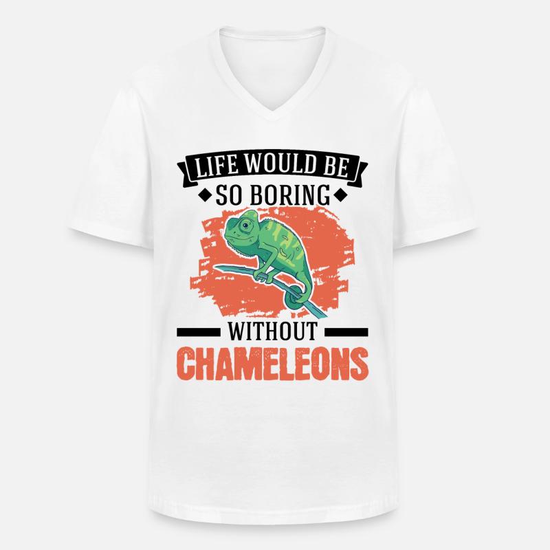 Chamäleon Geschenk Chameleon - Männer-T-Shirt mit V-Ausschnitt - Weiß