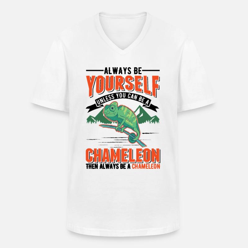 Chamäleon Geschenk Chameleon - Männer-T-Shirt mit V-Ausschnitt - Weiß